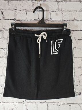 LF Black Athletic Drawstring Mini Skirt with White Trim Size M